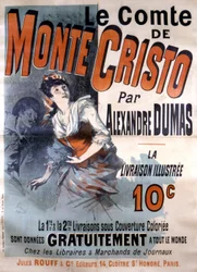 Werbeplakat für den Verkauf des Romans „Der Graf von Monte Cristo“ von Alexandre Dumas, herausgegeben von Jules Rouff, illustriert von Jules Cheret