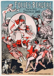 Show im Folies Bergeres, Paris. Plakat von Jules Cheret, Frankreich