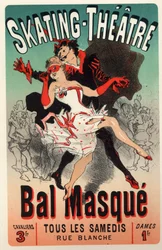 Maskenball im Skating Theatre, Paris. Plakat von Jules Cheret, Frankreich, um 1875