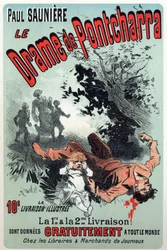 Literatur. Das Drama von Pontcharra, Serie von Paul Sauniere. Plakat von Jules Cheret, Frankreich, ca. 1880