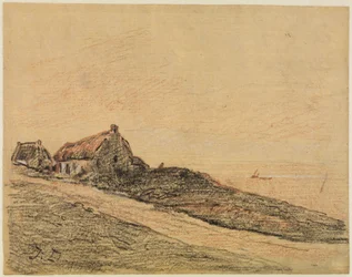 Küstenlandschaft bei Cayeux mit zwei Hütten