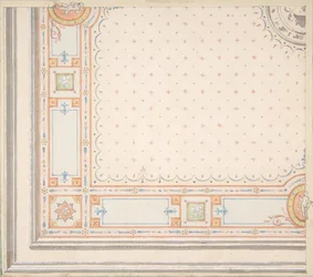 Entwurf für eine Decke (recto), Maße mit Designcode (verso), zweite Hälfte des 19. Jahrhunderts. Schöpfer: Jules-Edmond-Charles Lachaise, Eugène-Pierre Gourdet