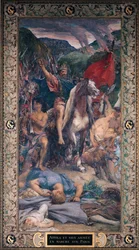 Attila (ca. 406-453) und seine Armee marschieren auf Paris