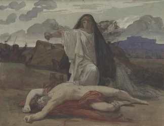 Antigone gewährt dem Leichnam ihres Bruders Polyneikes eine symbolische Bestattung, 1835-98