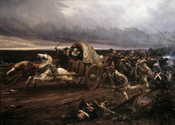 Die Niederlage von Cholet. Aufstand bewaffneter Vendée im März 1793, im Oktober von der Konvention und den republikanischen Armeen zurückgeschlagen, die 