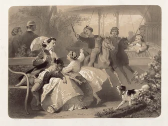Das Karussell in Saint-Cloud, graviert von Regnier, Bettanier und Anthony Morlon (1834-1914)