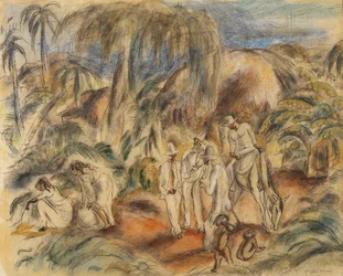 Figuren in tropischer Landschaft