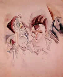 Frau und Stillleben, ca. 1917