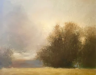 Nebelige goldene Landschaft