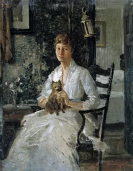 Porträt einer Dame mit einem Hund Anna Baker Weir, ca. 1890