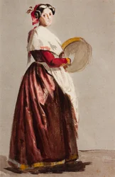 Italienische Frau mit Tamburin