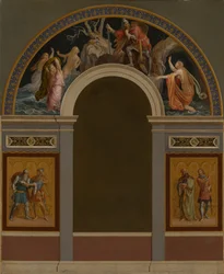 Entwurf für die dem Eingang gegenüberliegende Wand des ersten Nibelungensaales im Königsbau der Residenz zu München