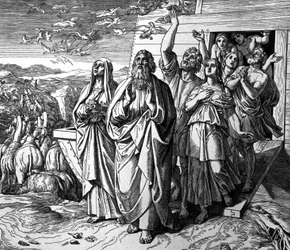 Noah verlässt die Arche nach der Sintflut