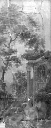 Wandbehang mit arkadischer Landschaft, zum Saal der Herengracht 40 gehörend