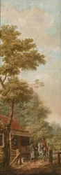 Wandbehang mit holländischer Landschaft, zum Saal der Nieuwe Doelenstraat 22 gehörend