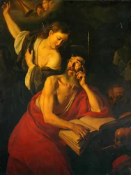 Der heilige Hieronymus von Engeln besucht