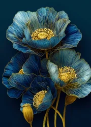 Goldene blaue Mohnblumen