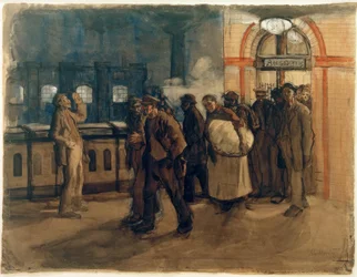 Heimkehrende Arbeiter am Lehrter Bahnhof