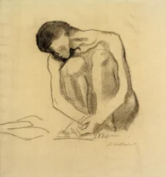 Hockender weiblicher Akt