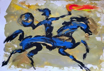 Feuriger blauer Reiter