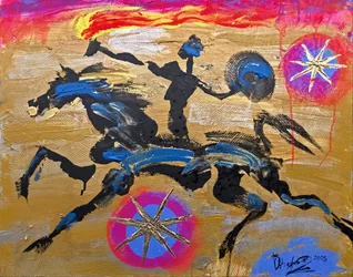 Feuriges Pferd und Reiter