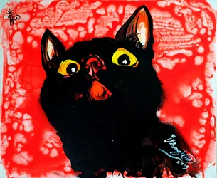 Lebhaftes Porträt einer schwarzen Katze