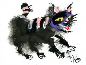 Verspielte schwarze Katze