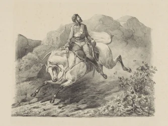 Fliehender Soldat zu Pferd
