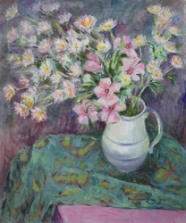 Rosa Blumen in einem Krug