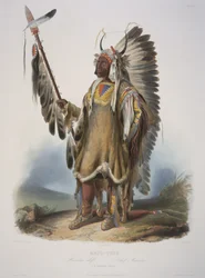 Mato-Tope, ein Häuptling der Mandan, gestochen von J. Hurliman, veröffentlicht 1839