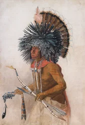 Pehriska-Ruhpa, Hidatsa-Krieger, im Kostüm des Hundetanzes