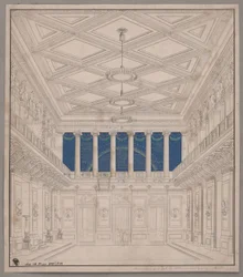Berlin. Schauspielhaus auf dem Gendarmenmarkt, Konzertsaal. Dekoration zum Fest der Naturforscher