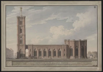 Berlin, Spittelmarkt. Entwurf zur Gertraudenkirche. Außenansicht