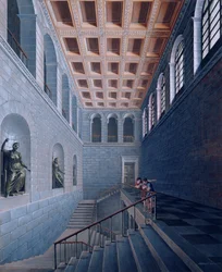 Innenansicht einer Treppe, Entwurf für ein Schloss in Köstritz, 1802-03