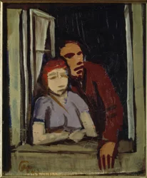 Frau und Mann im Fenster