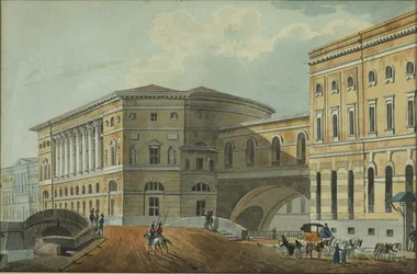 Blick auf den Palastdamm in St. Petersburg, erstes Viertel des 19. Jahrhunderts