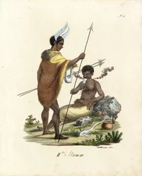 Afrikanische Krieger mit Waffen