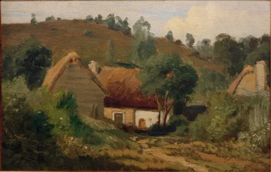 Französische Landschaft mit Häusern