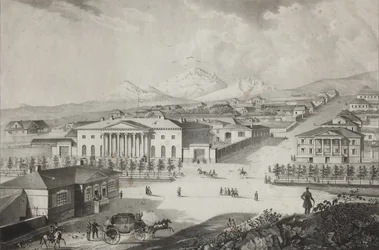 Ansicht des Hotels und des Zentrums von Pjatigorsk