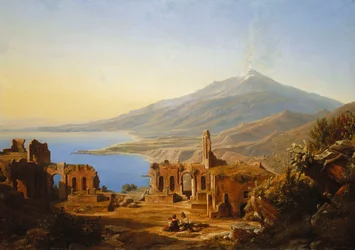 Teatro Greco, Taormina, mit Ätna im Hintergrund, 1852