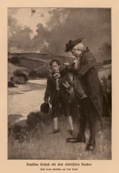 Benjamin Franklin untersucht den Blitz