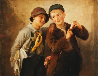 Zwei Jungen mit Mundharmonika
