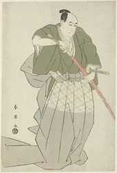 Momonoi Wakasanosuke zieht ein Schwert Momonoi Wakasanosuke zieht eines seiner zwei Schwerter