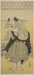 Der Schauspieler Asao Tamejuro I als betrunkener Gotobei im Stück Yoshitsune Koshigoe Jo, aufgeführt im Ichimura-Theater im neunten Monat, 1790