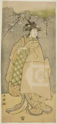 Der Schauspieler Iwai Kiyotaro als Kewaizaka no Shosho im Stück Gohiiki no Hana Aikyo Soga, aufgeführt im Kawarazaki-Theater im ersten Monat, 1794
