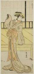 Der Schauspieler Segawa Kikunojo III als Okaru im Stück Kanadehon Chushingura, aufgeführt im Morita-Theater im achten Monat, 1787