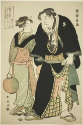 Der Sumo-Ringer Kurogumo Otozô mit der Teestuben-Kellnerin Naniwa Okita