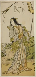 Der Schauspieler Segawa Kikunojo III als Yamauba im Stück Otokoyama Furisode Genji, aufgeführt im Kiri-Theater im elften Monat, 1785