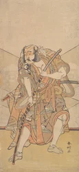 Bando Mitsugoro I in der Rolle von Asahina no Saburo, Drama Sono Kyodai Fuji no Sugatami, 1776