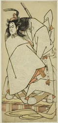 Der Schauspieler Onoe Matsusuke I als Ashikaga Takauji im Stück Kumoi no Hana Yoshino no Wakamusha, aufgeführt im Nakamura-Theater im elften Monat, 1786